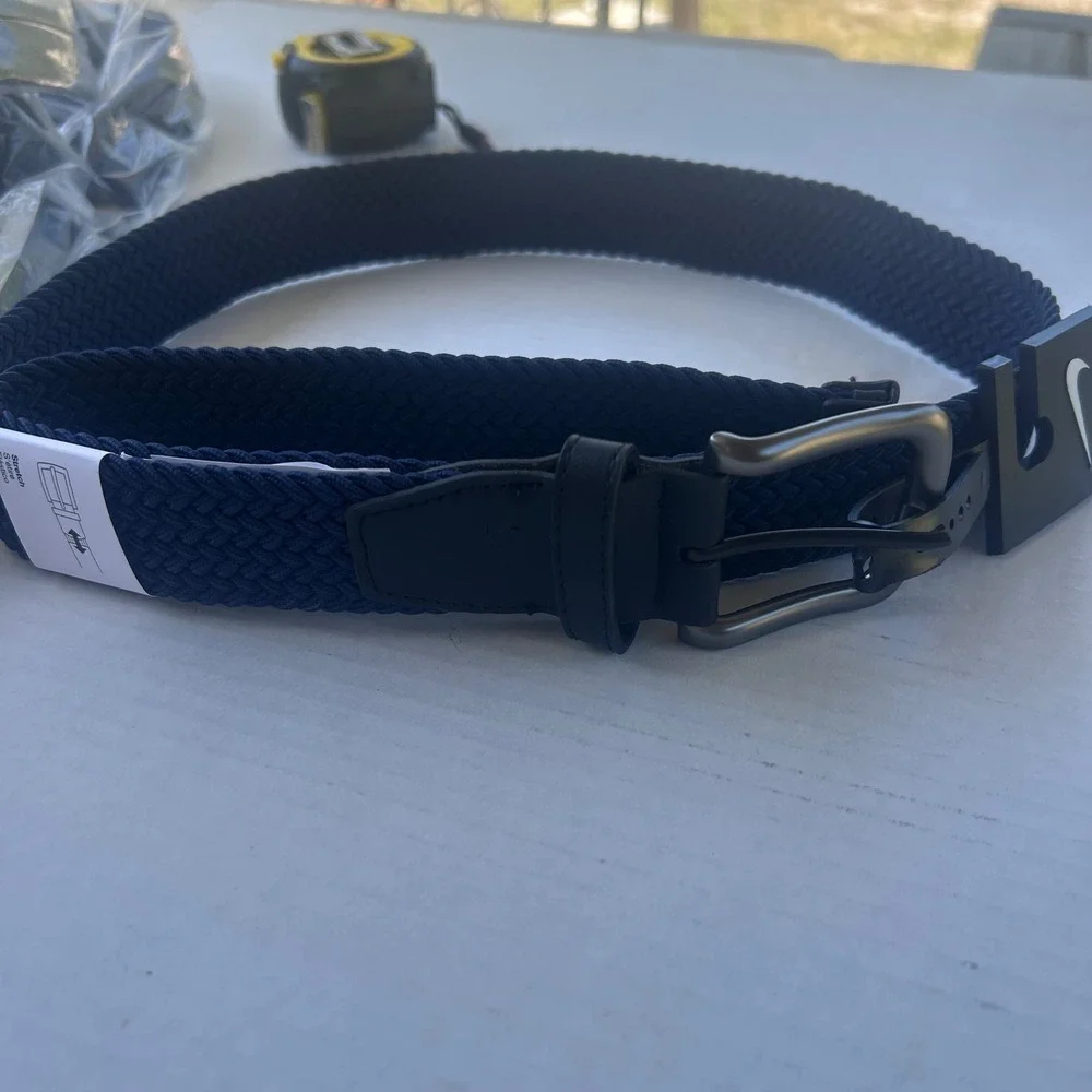 Nike Belt Mens XL Navy Blue Woven Braided Stretch Elastic Golf 42-44 NEW‎